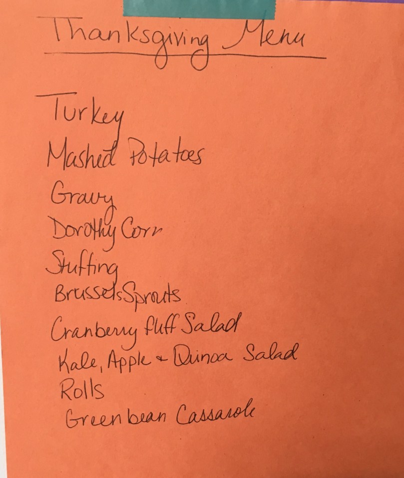 2018 Thanksgiving Menu